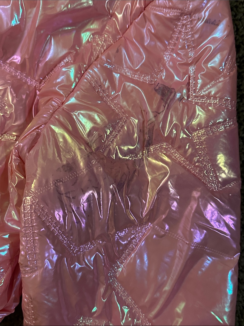 Current Mood Iridescent Pink Cropped Puffer Jacket - Picture 7 of 9